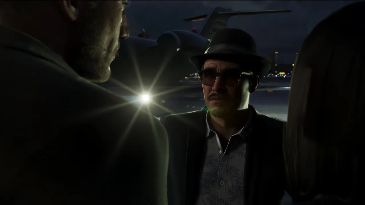 The executive Jason and Lucia are hired to protect, arriving by private jet at night, from Grand Theft Auto VI, An Extended Look