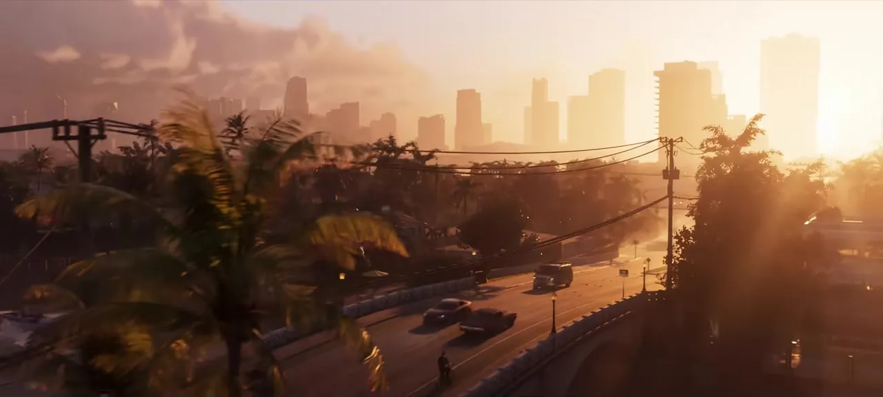An aerial view of Leonida in the GTA 6 second trailer