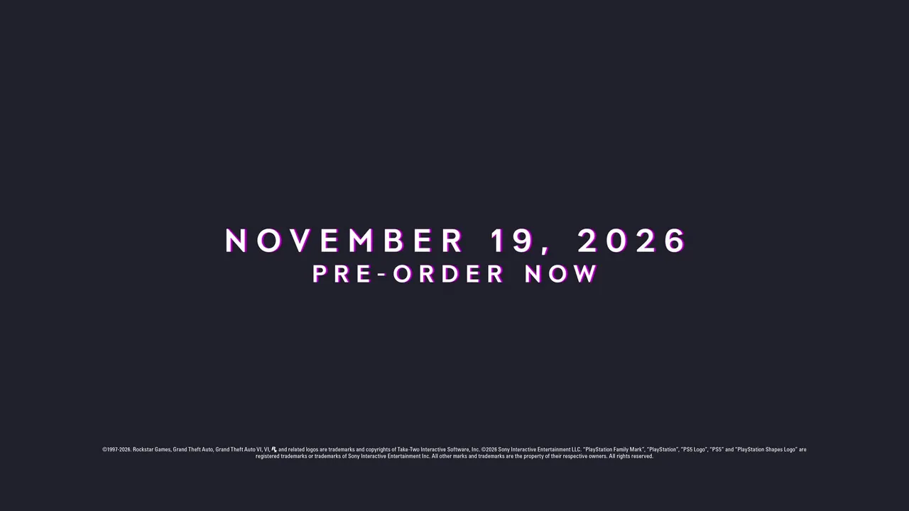 The Grand Theft Auto VI release date card from An Extended Look